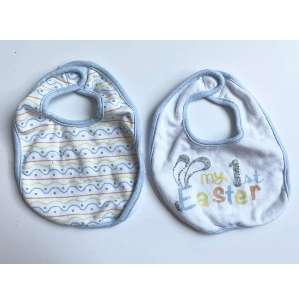 Cutie Pie Bibs 2 Pack Baby Boy My First Easter Pastel White